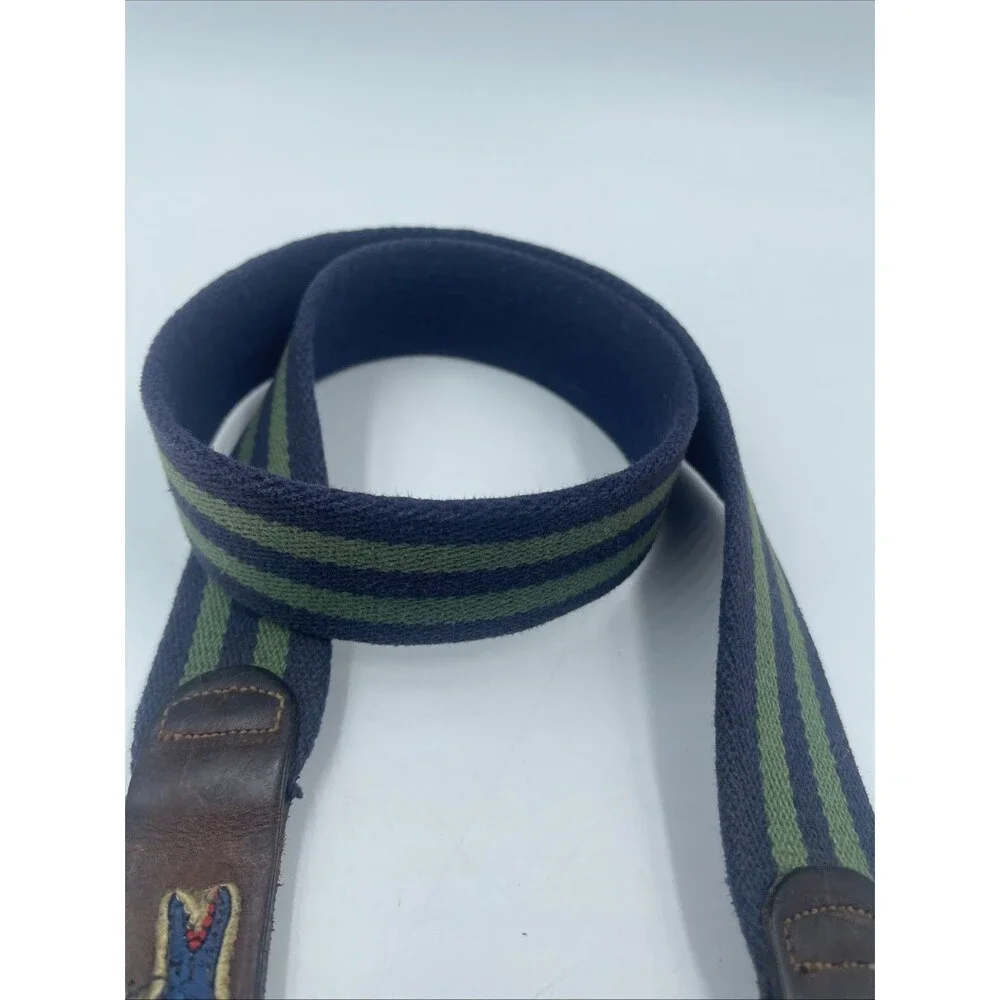VINTAGE 1980s Lacoste Belt Men Size 34 Navy/ Green Striped Preppy Y2K Golf